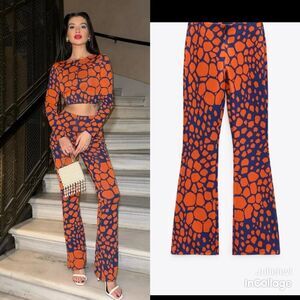 ZARA PRINTED FLARED PANTS